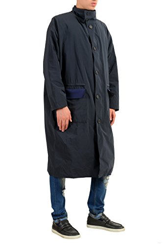 Versace Men's Off Black Button Up Trench Coat #TOP27