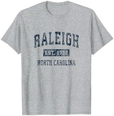 Raleigh North Carolina NC Vintage Sports Design Navy Print T-Shirt