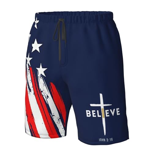 I Believe John 3 16, Christian, Cross Mens Swim Trunks Board Shorts Quick Dry Summer Mens Beach Shorts with Pockets4