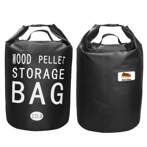 Wood Pellet Storage Containers Waterproof Charcoal Storage Bin-iiiBumwow Smoker Pellet Storage Bin w/Label Pocket & Buckle Seal & Dual Handles Pellet Containers for Grill Outdoor(22LB) (1-Pcak)