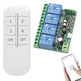 DOMO-MATIC Intelligenter WLAN-Schalter, Relais-Modul, 1 K, Bluetooth-Fernbedienung, DC 5 V/12 V/24 V/36 V, kompatibel mit Alexa und Google Home, Ewelink App (Kit ewe 1rec4ch + 1 Fernbedienung)
