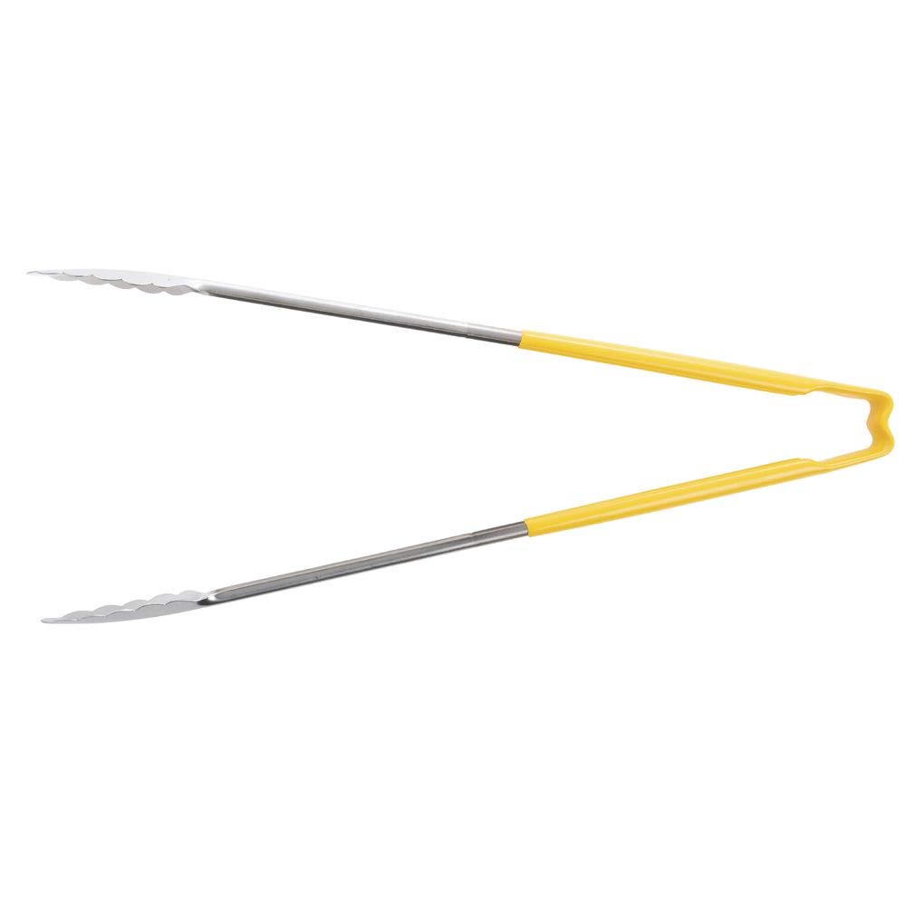 Vollrath Jacob's Pride Stainless Steel One-Piece Utility Tong with Yellow Kool-Touch(r) Handle - 16"L - Image 2