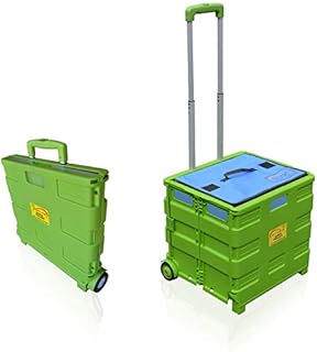 SUN LEISURE® Heavy Duty Folding Trolley Box Cart, Extra large size, Folds flat, Capacity 40kg (PINK TROLLEY with LID)