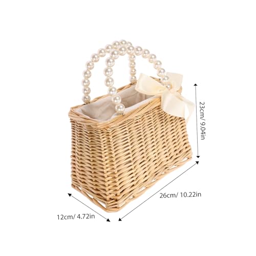 Creative Straw Purse Pearls Handbag Beach Bag Practical Portable Bag for Women2