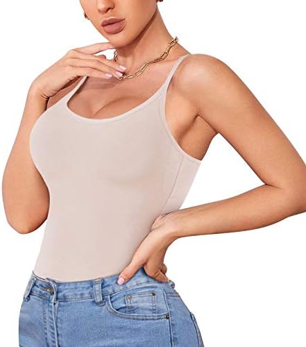 Irisnaya Women Basic Solid Tank Top Shapewear Camisole Adjustable Spaghetti Strap Smooth Cami Slimming Shaper Comfort Vest