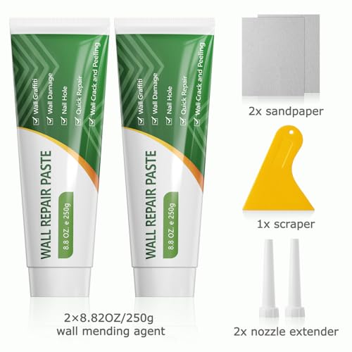 Drywall Repair Kit, 2 Pcs Spackle Wall Patch Repair Kit with Scraper, Wall Mending Agent Wall Putty Paste Wall Hole Filler in Home Large Hole Drywall Patch, Quick Repair Crack, Plaster Wall Repair - Thumbnail 2