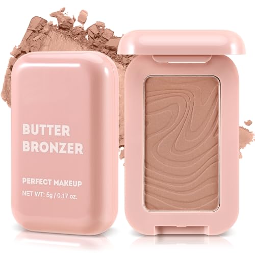 Boobeen Morbido Bronzer Opaco, Paletta di Contorno in Polvere per il Viso, Polvere Bronzante Polvere di Fard Naturale per Contorno, Costruibile a Lunga Durata, Bronzato Shimmer