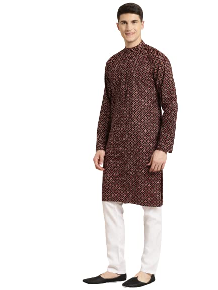 Image of SOJANYA (Since 1958, Men's Silk Blend Grey Kurta Pyjama & Silk Blend Jacket Combo