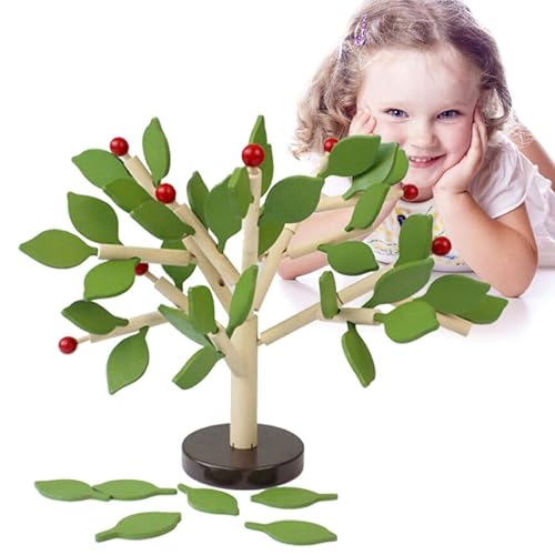 Carykon Early Childhood Building Blocks Wooden Assembling Tree Combination Boys and Girls DIY Disassembly Puzzles Educational Toys Home Office Decoration (Green)-3 Yrs+