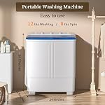 VCJ Portable Washing Machine, Twin Tub Washing Machine Laundry Compact Washer spinner Combo with 20lbs capacity, 12Lbs Washer and 8Lbs Spinner dryer for Apartments RVs and Dorms
