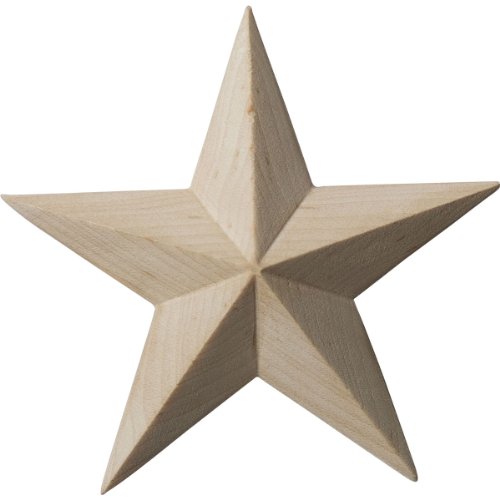 Ekena Millwork ROS03X03GLAL Galveston Star Rosette, 3 1/2" W x 3 1/2" H x 5/8" P, Alder