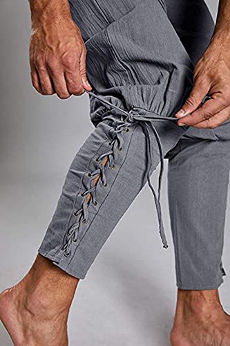 Pantalon médiéval confortable ajustable aux chevilles noir - 4