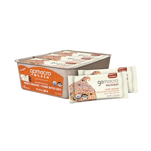 image for GoMacro MacroBar Organic Vegan Protein Bars - Double Chocolate + Peanu