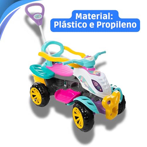 Carrinho de Passeio Infantil Quadriciclo com Pedais e Haste, Rosa