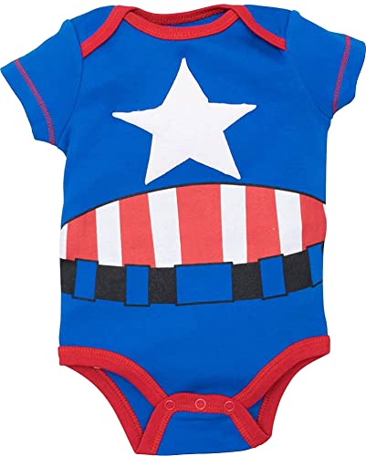 Marvel Avengers Captain America Newborn Baby Boys Cosplay Bodysuit and Hat Set 6-9 Months - Thumbnail 3