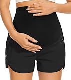 PACBREEZE Women's Maternity Shorts Over Belly Quick Dry Workout Athletic Running Shorts with Zipper Pockets...
