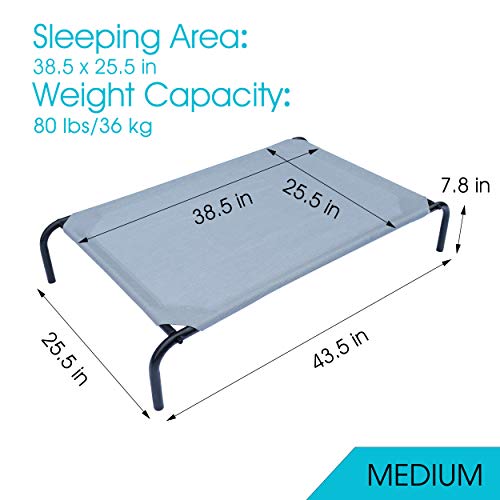 Phyex Heavy Duty Steel-Framed Portable Elevated Pet Bed, Elevated Cooling Pet Cot, 43.5" L X 25.5" W X 7.8" H(M, Grey) #TOP6