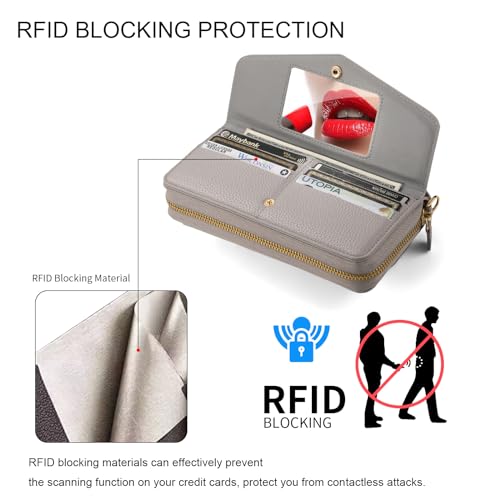 Reeginch Crossbody Wallet Case For Iphone 16 Pro Max, Magnetic Detachable Floral Pu Leather Phone Case With Rfid Blocking Card Holder Wristlet Mirror Flip Zipper Shoulder Purse Bag For Women thumb #3