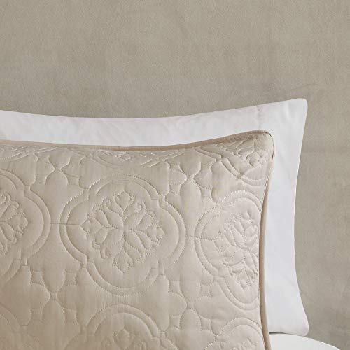 510 Design Oakley Reversible Quilt Set-Luxe Stitching Design All Season, Lightweight Coverlet Bedspread Bedding, Matching Shams, Oversized Full/Queen(102"X118"), Medallion Khaki 3 Piece #TOP3