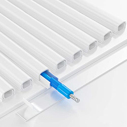 Wall Cord Hider For 1 Mini Cord - Yecaye 128In On-Wall Cord Cover Channel - Cable Concealer Cord Wires, Cable Cover Cord Management For Home Office - W0.5In H0.31In, White #TOP7