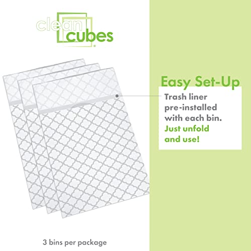 Image of Clean Cubes 30 Gallon Pop-Up Trash Cans 3-Pack, Instant Extra Trash Space | Extra Trash Space Without Mess, No Tape or Assembly Required, Pre-Fitted Liner Inside, Wire-Reinforced Opening, Trellis