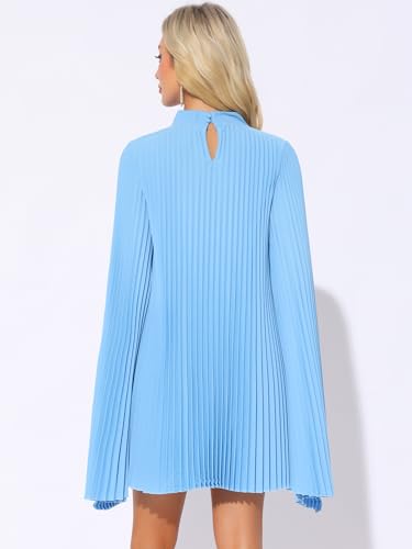 Image of Allegra K Women Chiffon Pleated Flowy Cloak Sleeve Cape Knee Length Dress