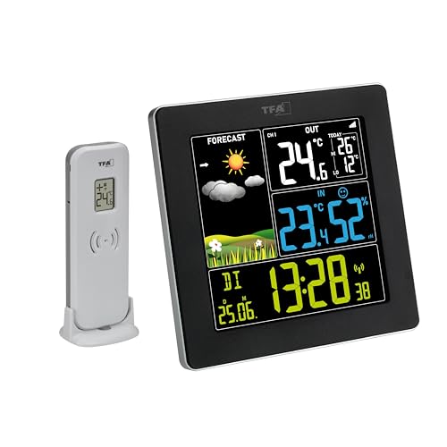 TFA Dostmann Station météo SUN2, capteur sans Fil, 35.1174, intérieure/extérieure, température/humidité, Grand écran Couleur, Horloge Radio-pilotée...