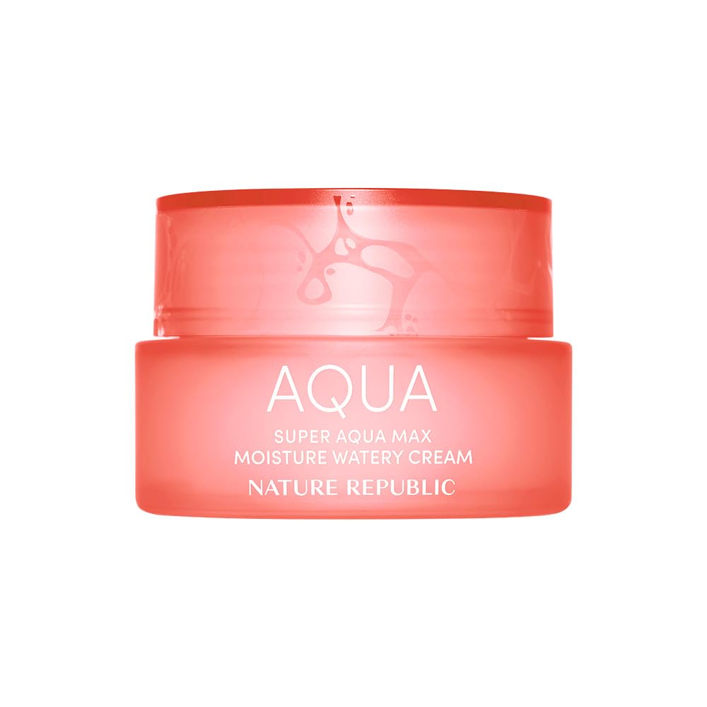 Nature Republic Super Aqua Max Moisture Watery Cream | Lightweight Hydrating Face Moisturizer with Deep Sea Water, Korean Skincare, 2.7 fl oz. (80ml)