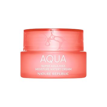 Nature Republic Super Aqua Max Moisture Watery Cream | Lightweight Hydrating Face Moisturizer with Deep Sea Water, Korean Skincare, 2.7 fl oz. 80ml