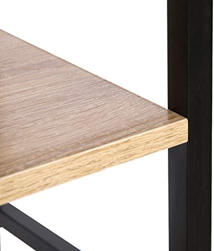 WOLTU Shelf Unit Shelving Storage 4 Tiers Shelves Bookcase Garage Shed Storage Rack Wooden Black and Light Oak RGB9346hei