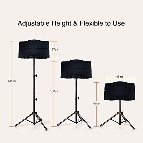Eastdall Suporte De Música Portátil,Partitura portátil dobrável estante estante kit 66 cm-135 cm de
