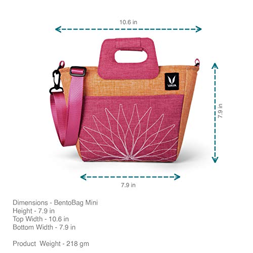 Image of VAYA BentoBag Mini - Insulated LunchBag | Waterproof and with Cutlery Pouch | Easy-to-Carry Lightweight Tote with Zip & Handle | Sling Bag with Adjustable Detachable Nylon Strap | Zesty Orange