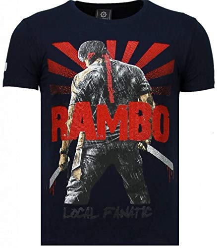 Local Fanatic Camisetas – Rambo Shine Rhinestone Camisetas Personalizadas – Marino