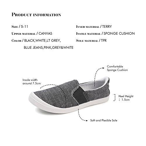 Image of FUNKYMONKEY Slip-On Canvas Sneakers for Women, Comfortable Lightweight Lace-Up Flat Casual Tennis Shoes Breathable Walking Shoes for Everyday Wear
