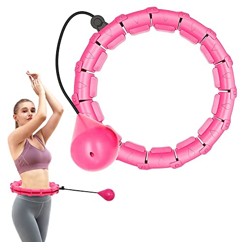 Foto von Smart Hula Hoop Reifen,Hoola Hoop Reifen Erwachsene24 Knoten Abnehmbarer Ring 2 in 1 Größenverstellbar mit Schwerkraft-Gewichtsball 360 Grad Spinning