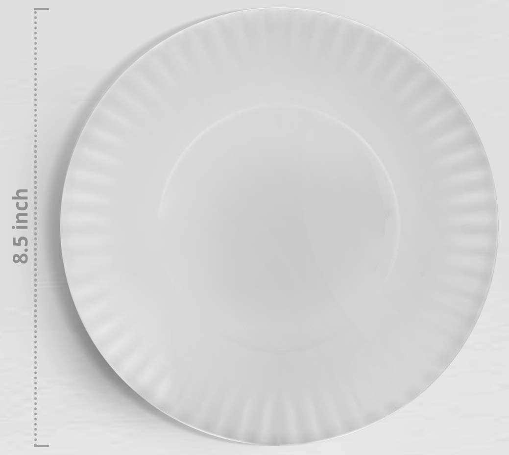 Melange 6-Piece 100% Melamine Salad Plate Set (Paper Plate Collection) | Shatter-Proof and Chip-Resistant Melamine Salad Plates | Color: White (608410091269)