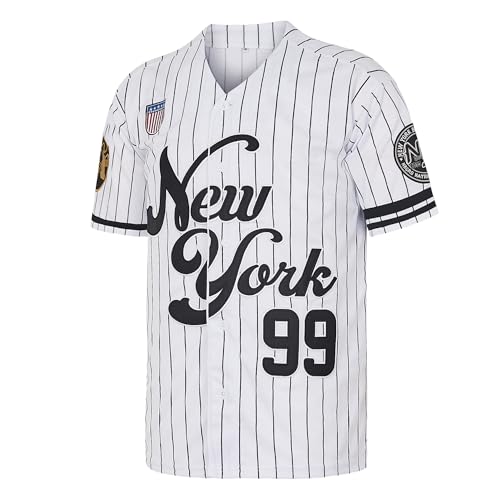 Jersey para hombre New York 99 de béisbol camiseta estilo hip hop abotonada para fiesta miniatura 2