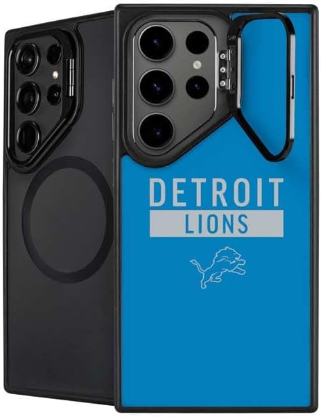 Skinit Kickstand Phone Case Compatible with Galaxy S24 Ultra - Officially Licensed NFL Detroit Lions Black & White Design