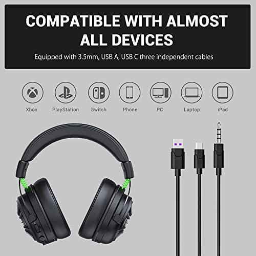 EKSA StarEngine Pro USB Gaming Headset - 7.1 Surround Sound for PC PS4 PS5 Xbox One, Over Ear Computer Headphones with Noise Cancelling Mic, Dual Chamber Driver, Game/Muisc Mode, Led Wired Headphones by EKSA - Image 2