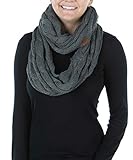 Funky Junque Infinity Scarf for Women – Oversized Chunky Cable Knit Warm Winter Women's Infinity Neck Scarves Circle Wrap - Charcoal