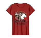 Baseball Grandma Funny Leopard Heart Proud Baseball Grandma T-Shirt, Women, Cranberry Red, 3X-Large