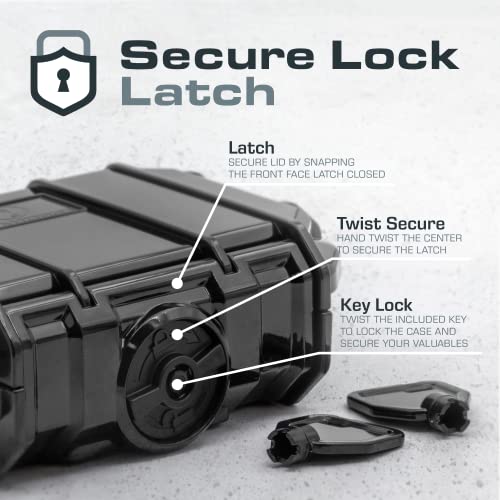Seahorse 52 Waterproof Dry Box Hard Protective Micro Case - Mil Spec/USA Made / IP67 Waterproof/Lockable/Airtight - for Earbuds, PLB, IEM, Small Medical Devices, Portable (Rubber Boot) - Thumbnail 4
