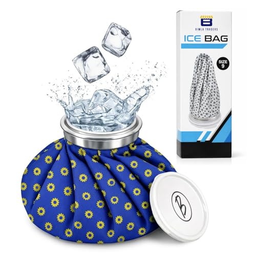 Image of Btag Hot & Cold Ice Bag for Pain Relief (9 Inch) |Reusable Cold Therapy for First Aid Sports Injury, Shoulder, Swelling |Leakproof & Durable Leakproof Fabric Headache, Muscle Pain (Blue Yellow Flower)