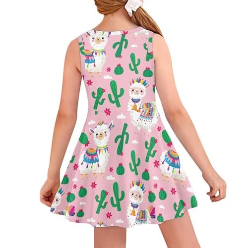 Summer Cute Sundress Girls Casual Flowy Midi Fit and Flare Party Dress Vacation Comfy Sleeveless Dress2