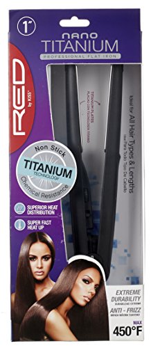 Kiss Nano Titanium Professional Flat Iron Hair Straightener & Styling Tool, 1" Non-Stick Chemical Resistant Titanium Plates, 1.04 Pounds, Variable Temperature Control, Ergonomic Design #TOP3