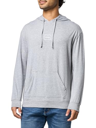 Image of HUGO Men's Logo Outline Hooded Sweatshirt, Medium Grey Mélange, XXL