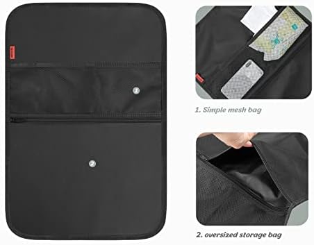 INFIVITA Car Back Seat Protector - Car Organiser with 3 Large Pockets for Storing Kids Things,Kick Mats for Road Trip with Kids, Black,2 Pack