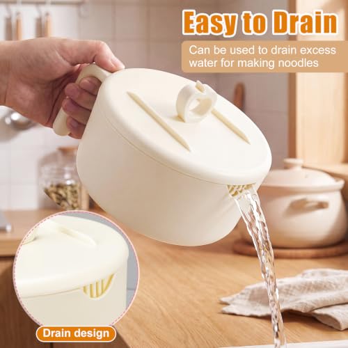 Hushee 16 Pcs Wheat Straw Dinnerware Sets for 2, Plastic Plates and Bowls & 40 oz Microwave Ramen Cooker Bowl, College Dorm Dishes Essential for Kitchen Apartment Camping Rv, Dishwasher Safe(Beige) - Image 4