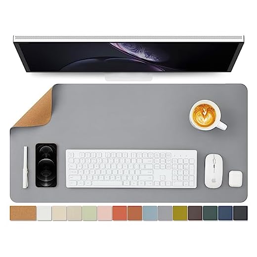 Large Natural Cork & Leather Desk Pad,eco Desk mat,Double-Sided Desk Protector ,Waterproof Keyboard pad ,Desk Mouse Pad for Office/Home/Gaming/Decor(Gray,31.5"x 15.7" )