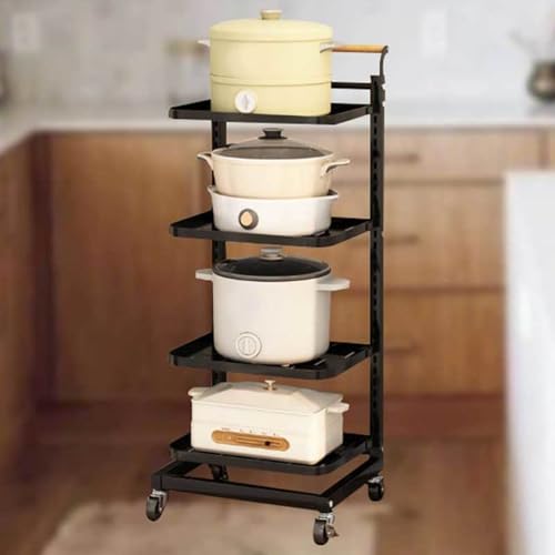 Carrito de cocina rodante con estantes y cesta para almacenamiento organizado y ahorro de espacio en el hogar